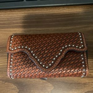 Brown Basket weave Stamped Cell Phone Case